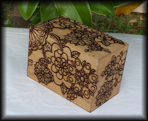 Flower/ Henna Style Recipe Box, Tarot Box, Keepsake Box