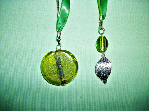 Green bookmark with green pendant