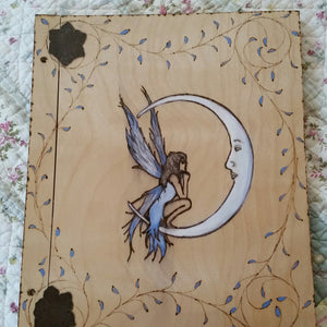 Blue Fairy Moon 12 x 11 inch Expandable Wooden Book Of Shadows