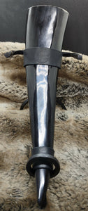 Drinking Horn with Stand and Custom Leather Holder