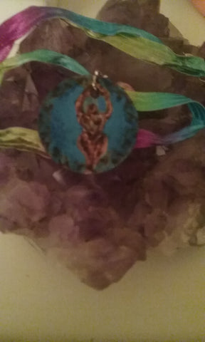 Goddess on Sari Silk Necklace