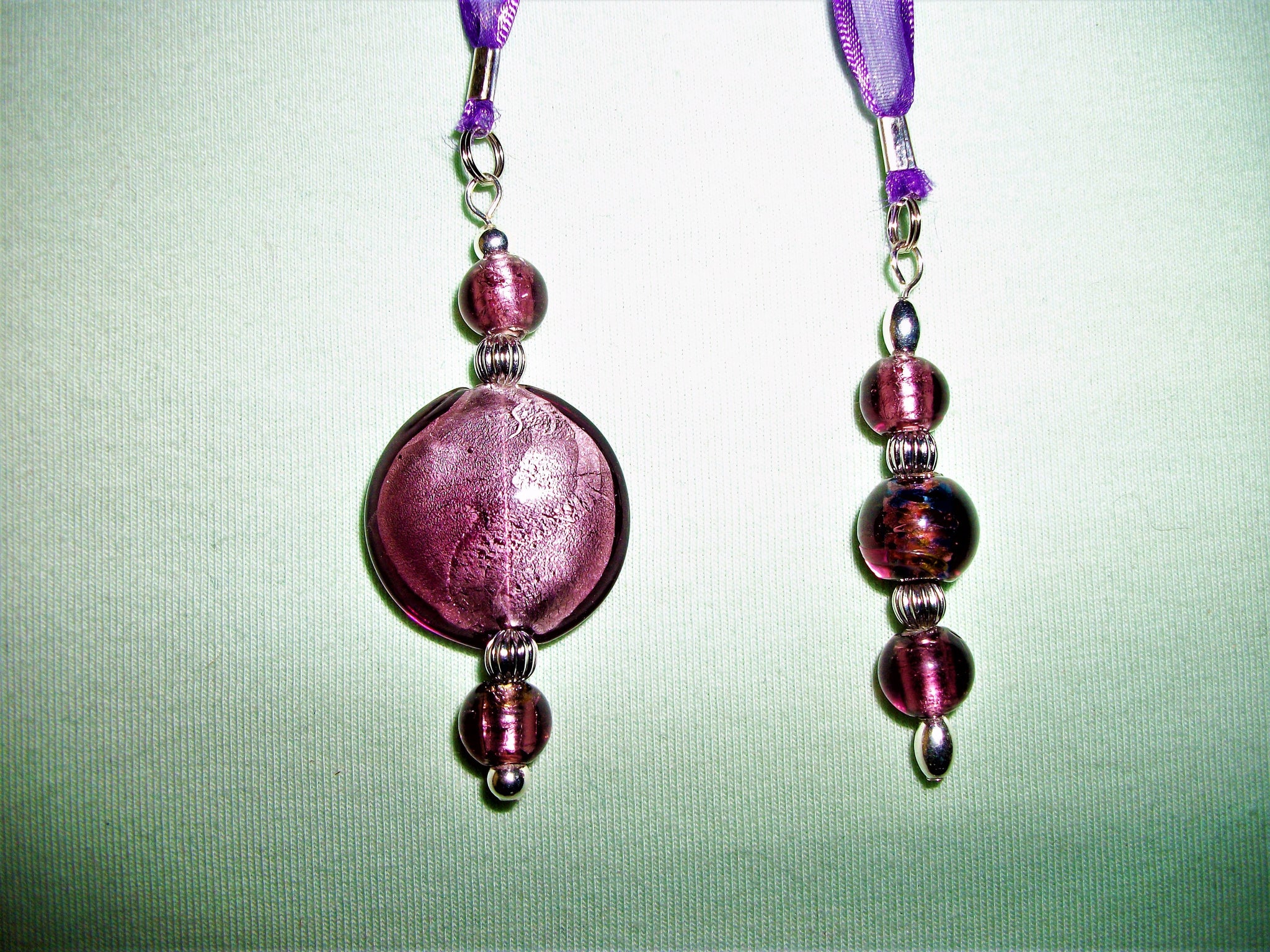 Purple bookmark with purple beads.