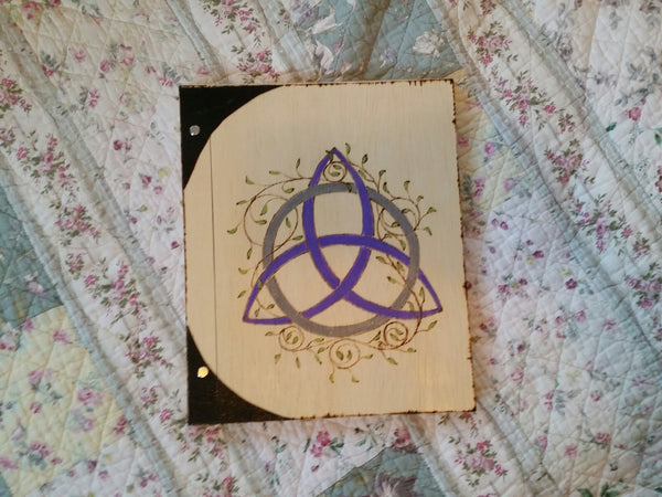 Silver and Purple Triquetra 12 x 11 inch  Book Of Shadows