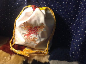 Embroidered Phoenix Cotton Drawstring Pouch