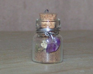 Healing Bottle Charm Pendant with Amethyst
