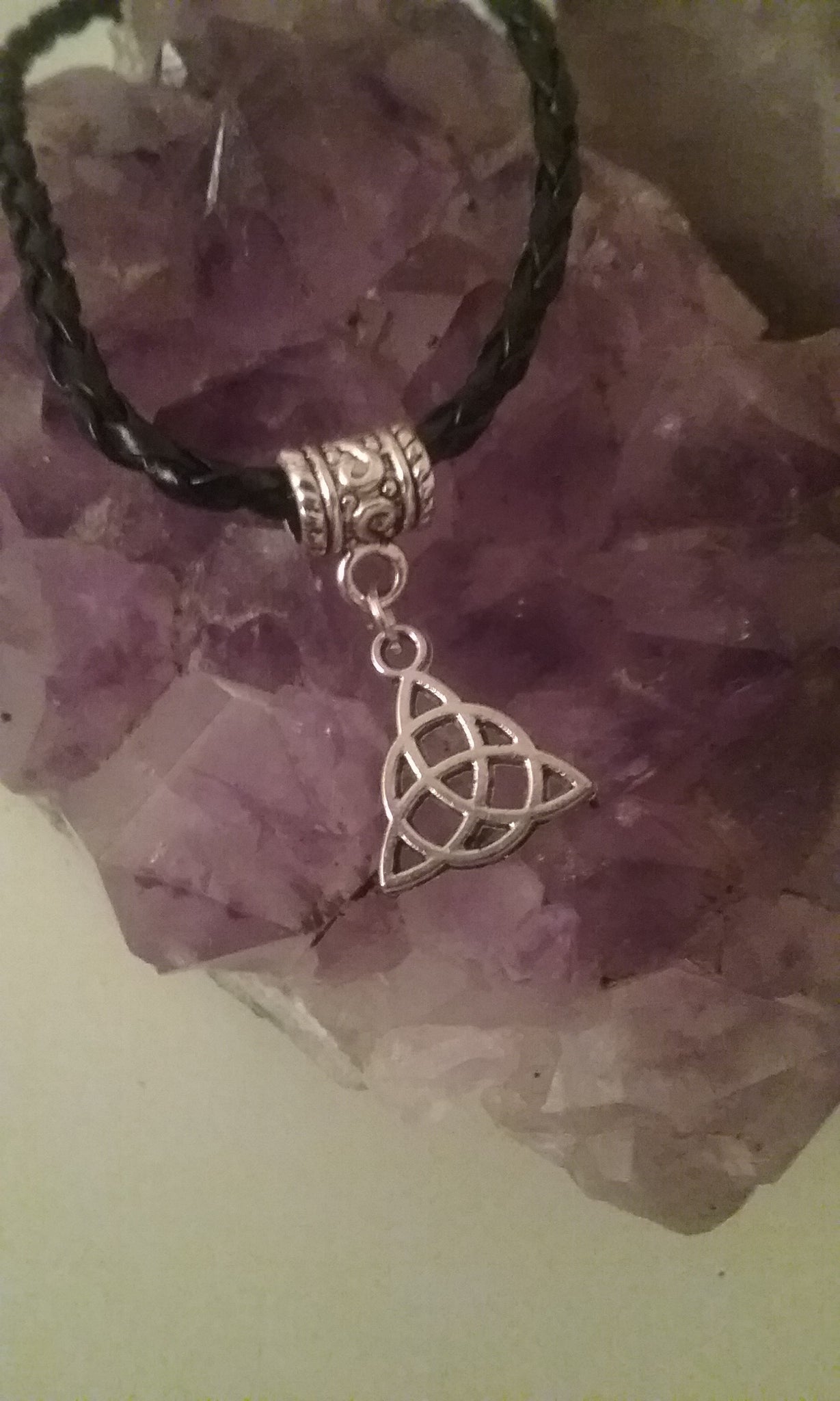 Braided Leather Bracelet with Triquetra