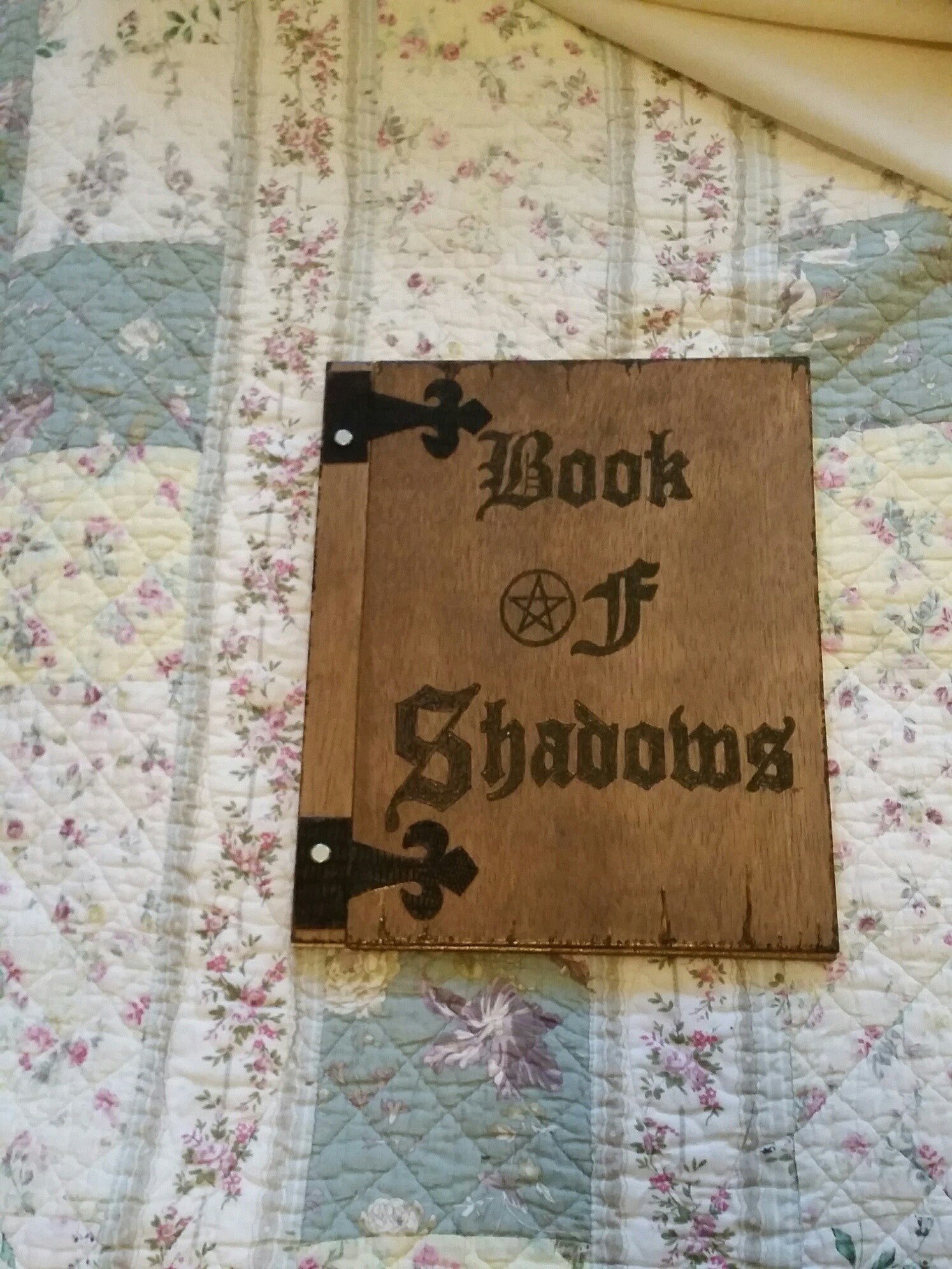 BOOK OF SHADOWS expandable wooden 12 x 11 inch book