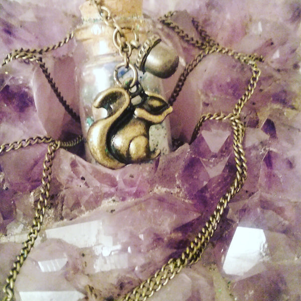 Squirrel Totem Charmed Bottle Necklace