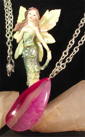 Pink Dragon Veined Agate Pendant
